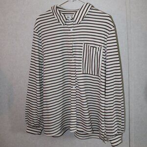 Chic Striped Button-Up Shirt – XL